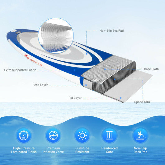 11 Feet Adjustable Inflatable Stand up Paddle SUP Surfboard with Bag