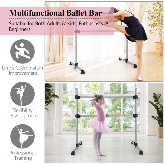 4 Feet Double Ballet Barre Bar with Adjustable Height-Black LuxuryLifeWay Online Store