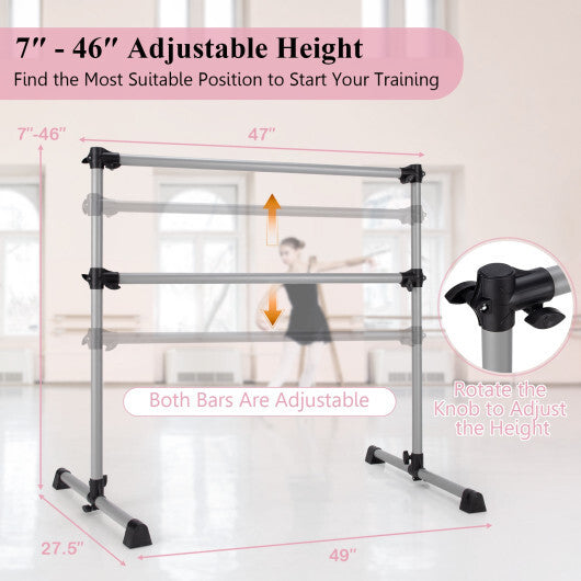 4 Feet Double Ballet Barre Bar with Adjustable Height-Black LuxuryLifeWay Online Store