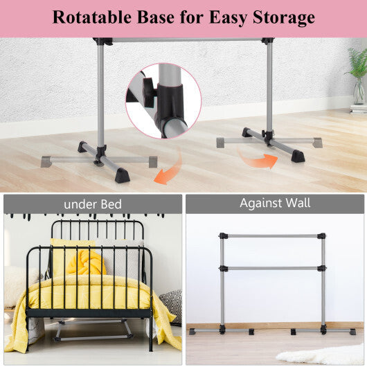 4 Feet Double Ballet Barre Bar with Adjustable Height-Black LuxuryLifeWay Online Store