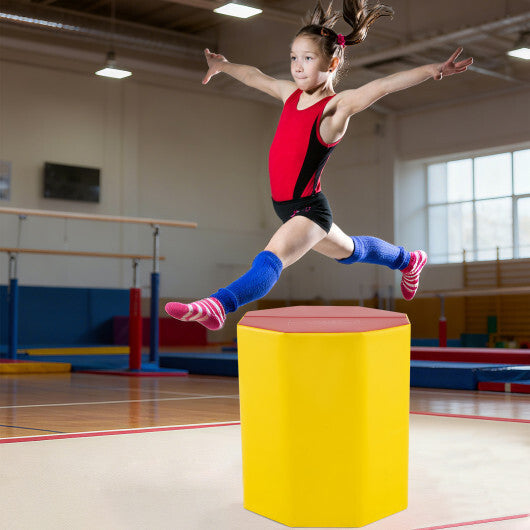 24.5 Inch x 24.5 Inch Octagon Gymnastics Mat with Waterproof Zippered Cover-Yellow LuxuryLifeWay Online Store