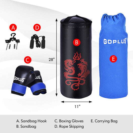 5 Pieces 40Lbs Filled Punching Boxing Set with Jump Rope and Gloves LuxuryLifeWay Online Store