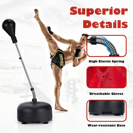 Adjustable Freestanding Punching Bag with Boxing Gloves-Red LuxuryLifeWay Online Store