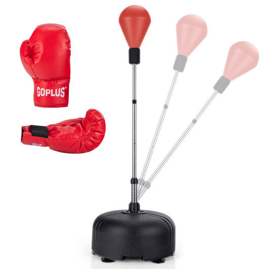 Adjustable Freestanding Punching Bag with Boxing Gloves-Red LuxuryLifeWay Online Store