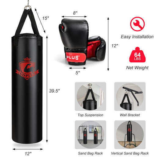 Filled Punching Bag Set with Boxing Gloves- 63 lbs LuxuryLifeWay Online Store