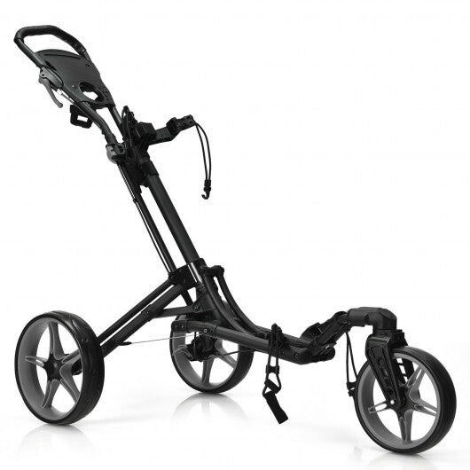 Folding 3 Wheels Golf Push Cart with Bag Scoreboard Adjustable Handle-Gray LuxuryLifeWay Online Store