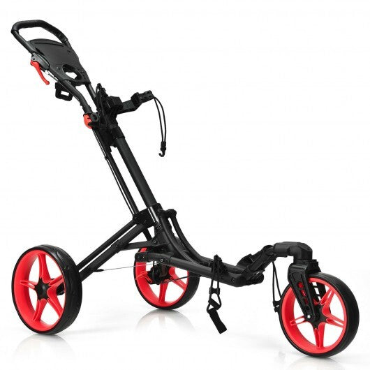 Folding Golf Push Cart with Scoreboard Adjustable Handle Swivel Wheel-Green LuxuryLifeWay Online Store