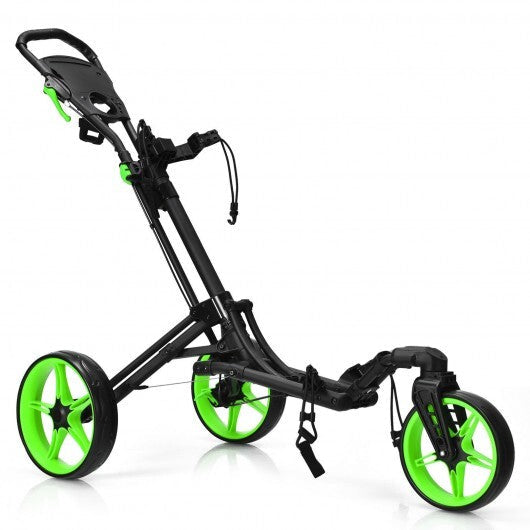 Folding Golf Push Cart with Scoreboard Adjustable Handle Swivel Wheel-Green LuxuryLifeWay Online Store