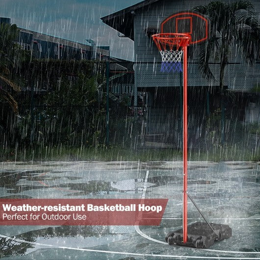 Adjustable Basketball Hoop System Stand Portable with 2 Wheels Fillable Base-Black & Red