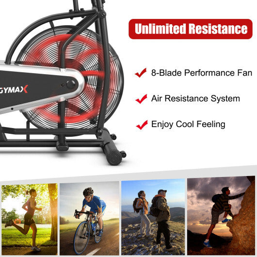 Upright Air Bike with Unlimited Resistance-Black LuxuryLifeWay Online Store
