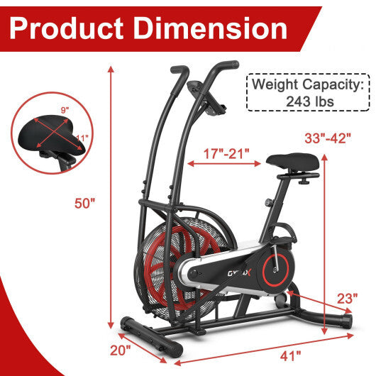 Upright Air Bike with Unlimited Resistance-Black LuxuryLifeWay Online Store