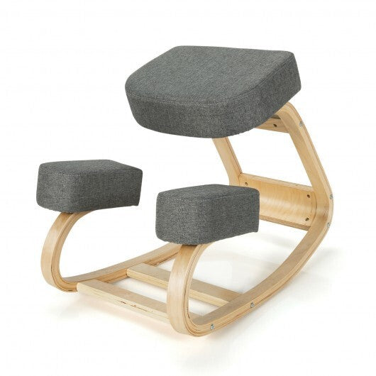 Ergonomic Kneeling Chair Rocking Office Desk Stool Upright Posture-Gray LuxuryLifeWay Online Store