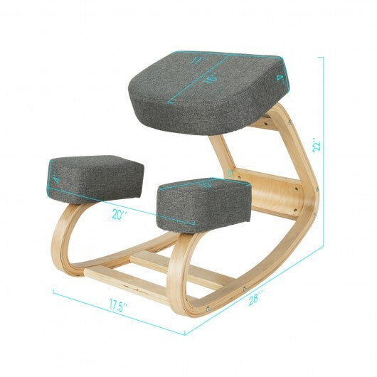 Ergonomic Kneeling Chair Rocking Office Desk Stool Upright Posture-Gray - Color: Gray LuxuryLifeWay Online Store