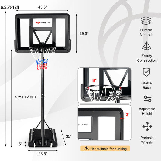 Adjustable Portable Basketball Hoop Stand with Shatterproof Backboard Wheels LuxuryLifeWay Online Store