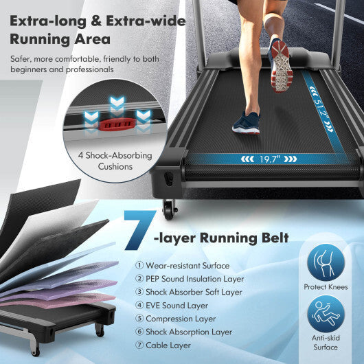 4.75 HP Folding Treadmill with Auto Incline and 20 Preset Programs-Black LuxuryLifeWay Online Store