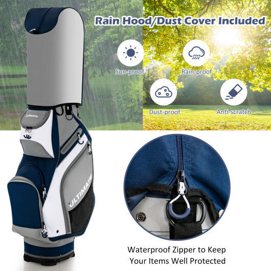 10.5 Inch Golf Stand Bag with 14 Way Dividers and 7 Zippered Pockets-Orange