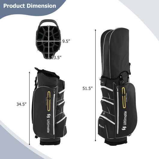 9.5 Inch Lightweight Golf Cart Bag with 15 Way Top Dividers-Black LuxuryLifeWay Online Store
