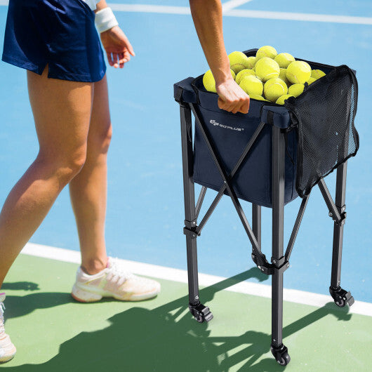 Lightweight Foldable Tennis Ball Teaching Cart with Wheels and Removable Bag-Blue LuxuryLifeWay Online Store