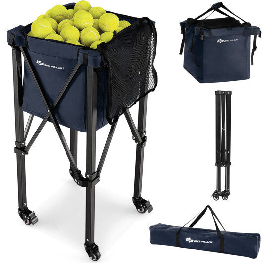 Lightweight Foldable Tennis Ball Teaching Cart with Wheels and Removable Bag-Blue LuxuryLifeWay Online Store