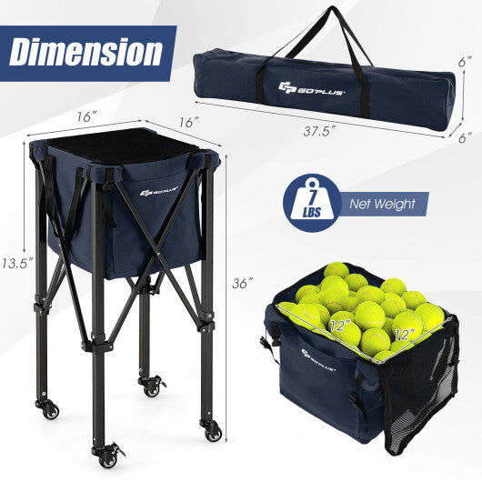 Lightweight Foldable Tennis Ball Teaching Cart with Wheels and Removable Bag-Blue LuxuryLifeWay Online Store