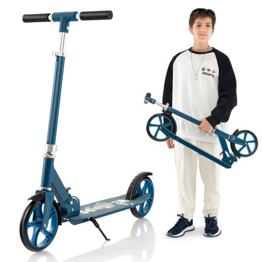 Folding Aluminum Alloy Scooter with 3 Adjustable Heights-Blue LuxuryLifeWay Online Store
