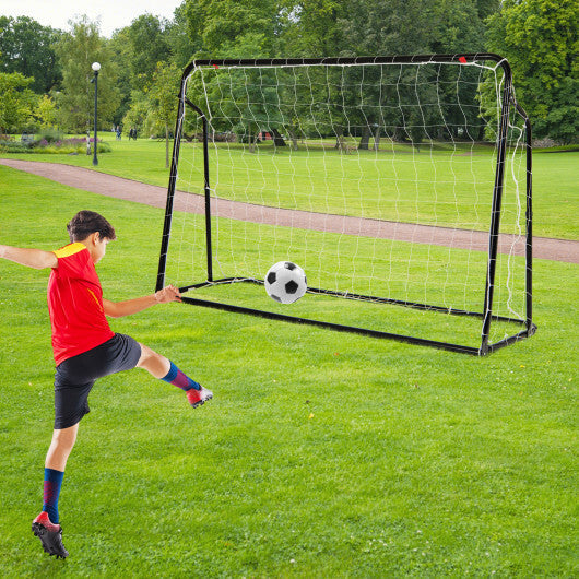 2-in-1 Kids Soccer Rebounder and Soccer Goal with Adjustable Height-Black LuxuryLifeWay Online Store