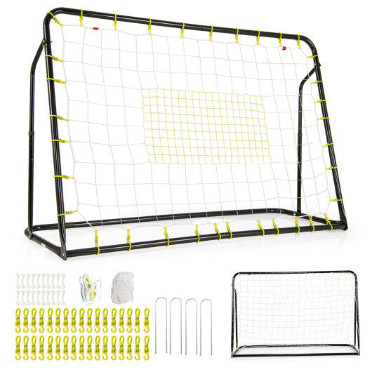 2-in-1 Kids Soccer Rebounder and Soccer Goal with Adjustable Height-Black LuxuryLifeWay Online Store