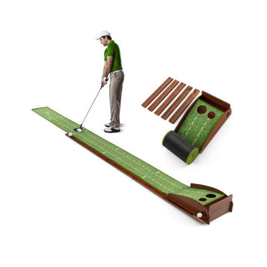 Golf Putting Mat Practice Training Aid with Auto Ball Return and 2 Hole Sizes LuxuryLifeWay Online Store