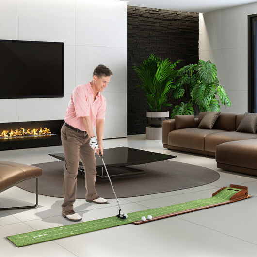 Golf Putting Mat Practice Training Aid with Auto Ball Return and 2 Hole Sizes LuxuryLifeWay Online Store