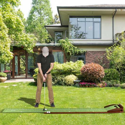 Golf Putting Mat Practice Training Aid with Auto Ball Return and 2 Hole Sizes LuxuryLifeWay Online Store