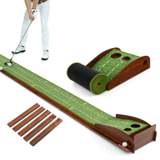 Golf Putting Mat Practice Training Aid with Auto Ball Return and 2 Hole Sizes LuxuryLifeWay Online Store