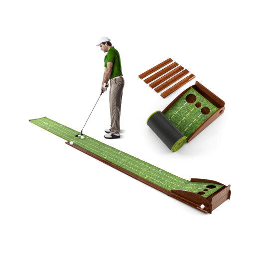 Golf Putting Mat Practice Training Aid with Auto Ball Return and 2 Hole Sizes LuxuryLifeWay Online Store