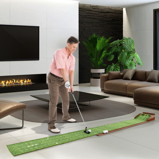 Golf Putting Mat Practice Training Aid with Auto Ball Return and 2 Hole Sizes LuxuryLifeWay Online Store