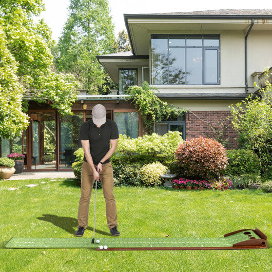 Golf Putting Mat Practice Training Aid with Auto Ball Return and 2 Hole Sizes LuxuryLifeWay Online Store