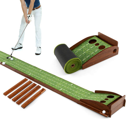 Golf Putting Mat Practice Training Aid with Auto Ball Return and 2 Hole Sizes LuxuryLifeWay Online Store