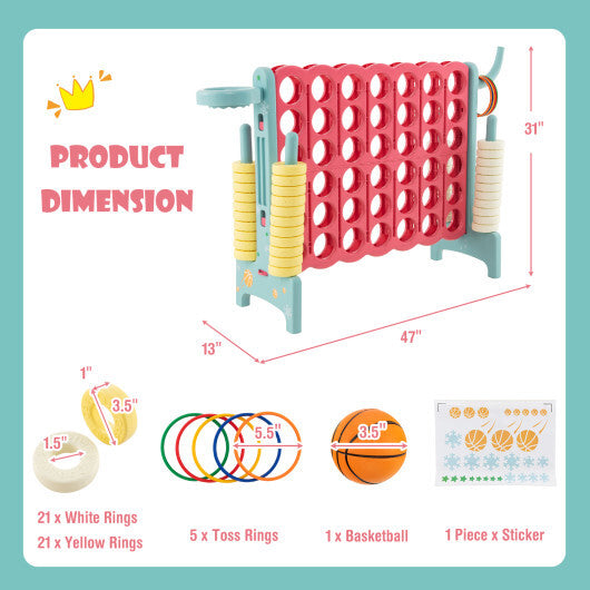 4-in-a-Row Connect Game with Basketball Hoop and Toss Ring-Blue LuxuryLifeWay Online Store