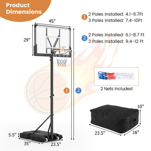 Portable Basketball Hoop Outdoor Basketball Goal System Adjustable for Kids Teens Adults LuxuryLifeWay Online Store