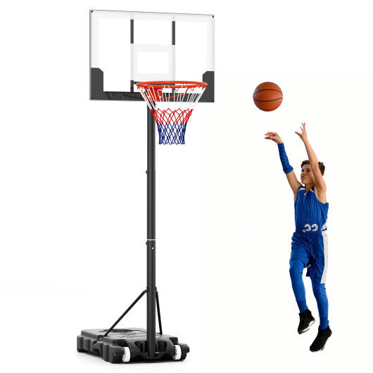 3.3-7 Feet Portable Adjustable Outdoor Kids Basketball Hoop Goal System-White LuxuryLifeWay Online Store