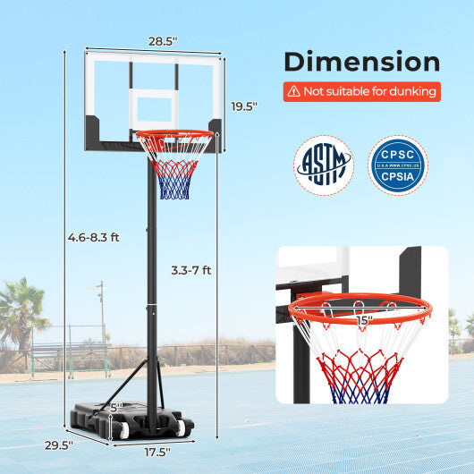 3.3-7 Feet Portable Adjustable Outdoor Kids Basketball Hoop Goal System-White LuxuryLifeWay Online Store