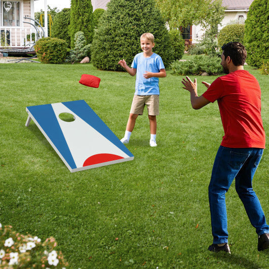 3 x 2FT Cornhole Board Set  Portable Cornhole Board with Foldable Legs and Side Handle-Blue LuxuryLifeWay Online Store