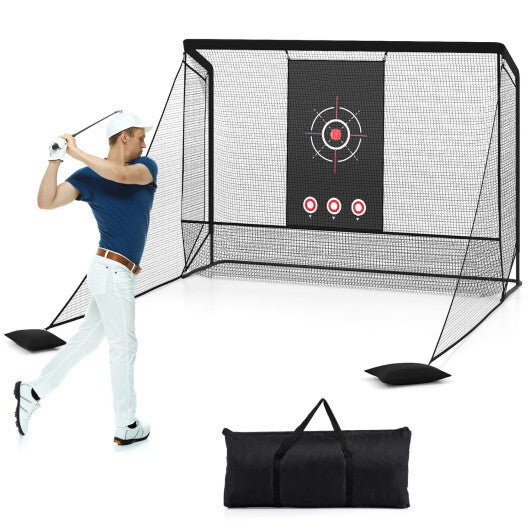 Golf Practice Hitting Net Golf Cage with Dual Side Barriers Target Cloth Metal Frame LuxuryLifeWay Online Store