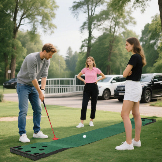 11 FT Indoor Outdoor Putting Green Mat with 2 Adjustable Putters and 6 Balls LuxuryLifeWay Online Store