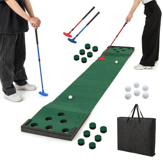 11 FT Indoor Outdoor Putting Green Mat with 2 Adjustable Putters and 6 Balls LuxuryLifeWay Online Store