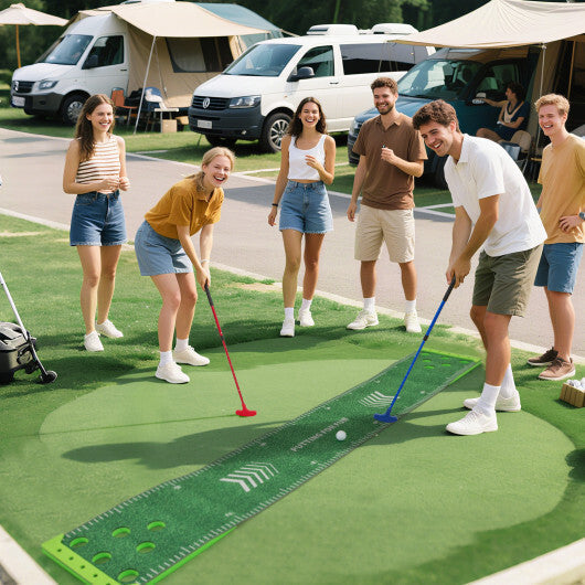 11 FT Putting Green Mat with 2 Adjustable Putters and 6 Balls LuxuryLifeWay Online Store