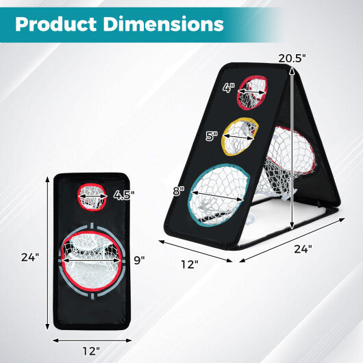 Dual-Sided Golf Chipping Net Triple Target Training System with 5 Target Holes