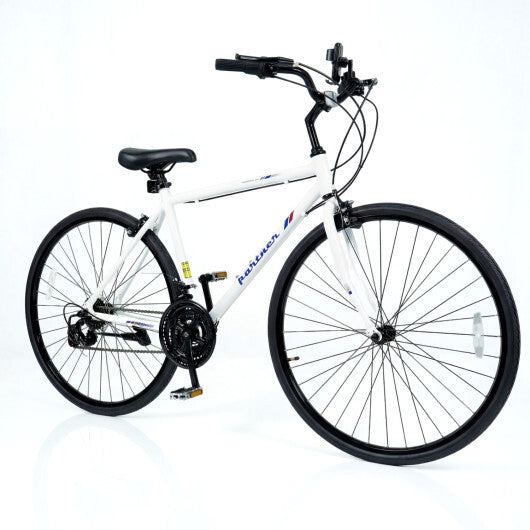 700C Hybrid Bike for Adult with 18-Speed Shimano Drivetrain and Phone Holder-White - Color: White - Size: 700C LuxuryLifeWay Online Store