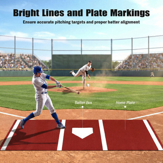 Softball Pitching Mat 10 x 3 Feet Softball Training Aid-Red