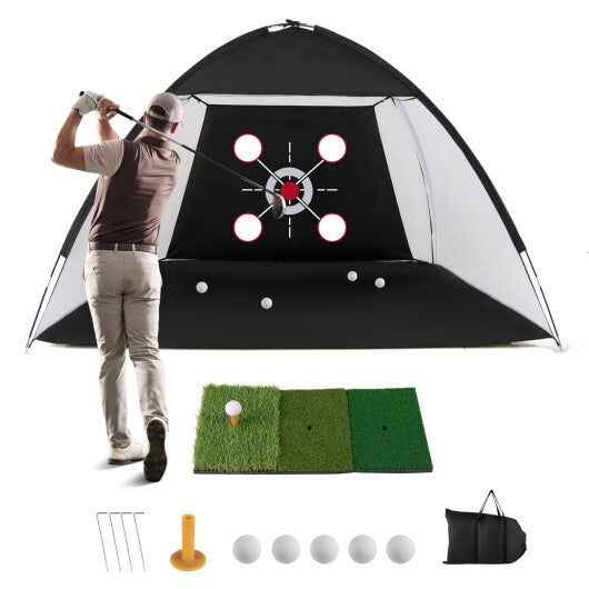 10.3 x 6.5 Feet Golf Practice Net with Foldable Tri-Turf Mat LuxuryLifeWay Online Store