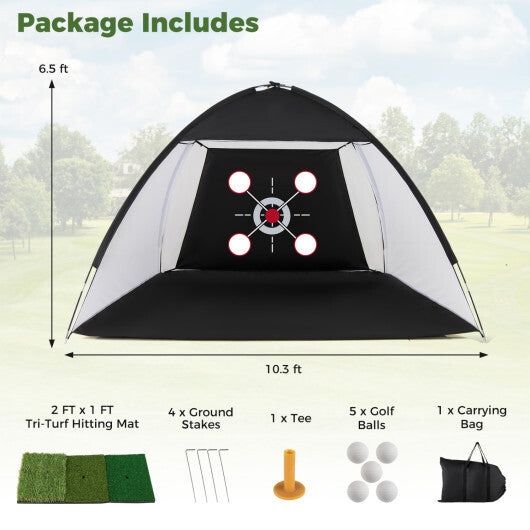 10.3 x 6.5 Feet Golf Practice Net with Foldable Tri-Turf Mat LuxuryLifeWay Online Store