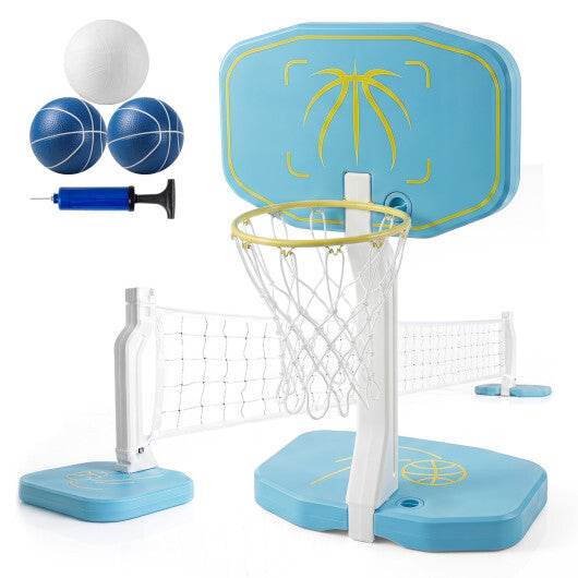2-in-1 Pool Basketball Hoop and Pool Volleyball Net LuxuryLifeWay Online Store